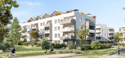 Perspective du programme neuf LE DOMAINE DU PARC MANSART - BAT I - cage I2 